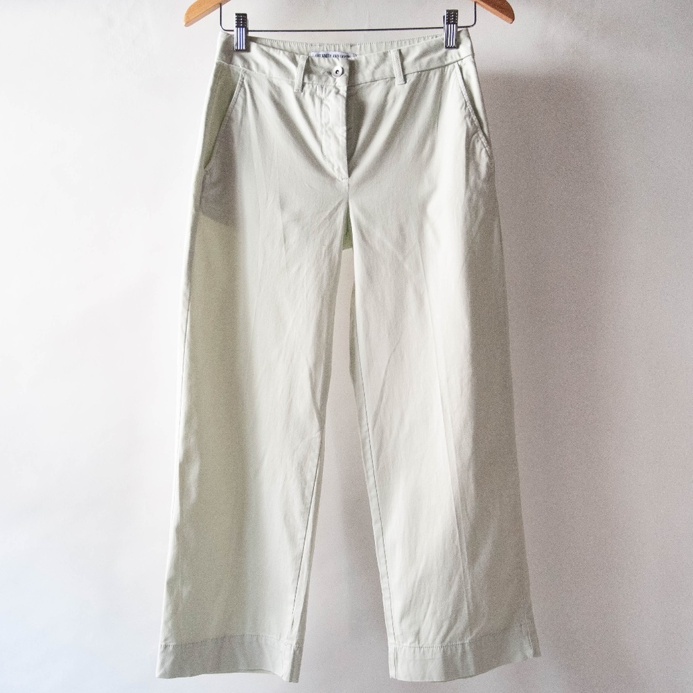 Elizabeth and James Straight Wide Leg Crop Mid Rise Khaki Pants